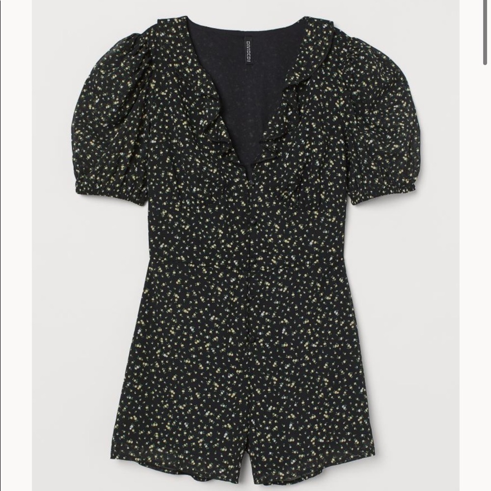 Puff sleeve floral yellow play suit - Picture 3 of 7